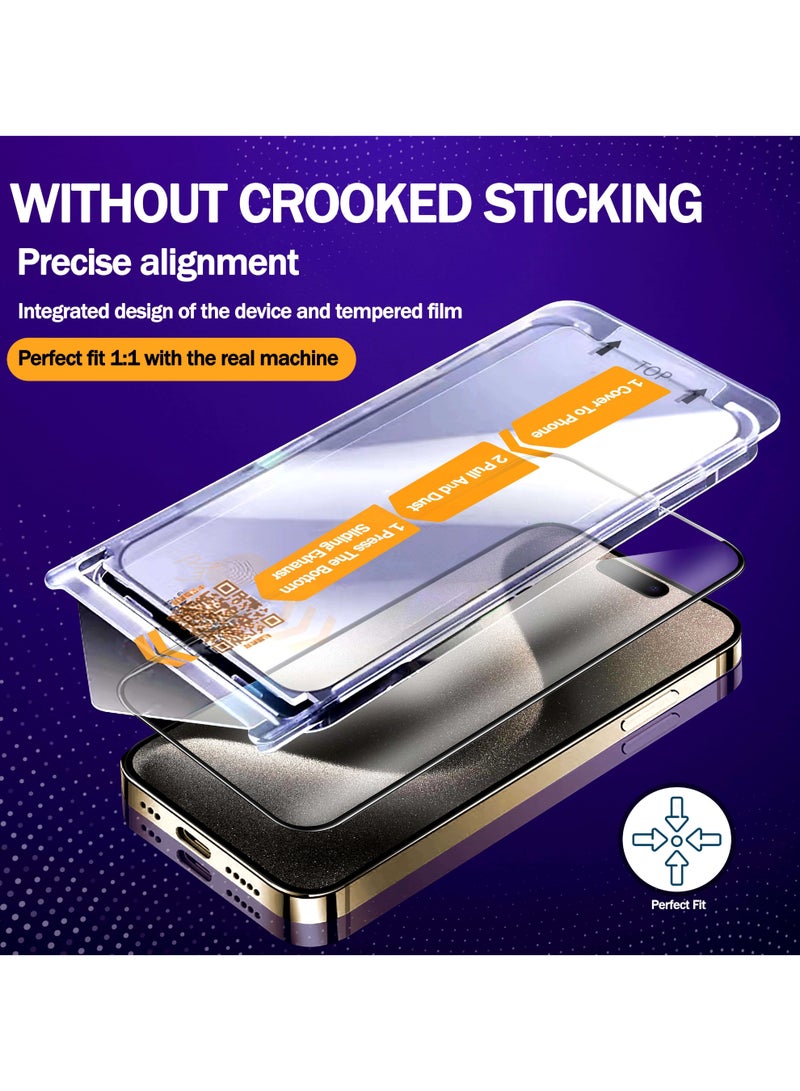 RKINC Screen Protector [2-Pack] for iPhone 15 Pro  [Automatic Installation] Tempered Glass HD [10X Military Grade Protection] Scratch-Resistant, Shatter-Proof - Image 2